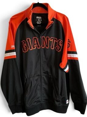 Men’s Stitches Black and Orange 'GIANTS' Zip-Up Varsity Jacket XL